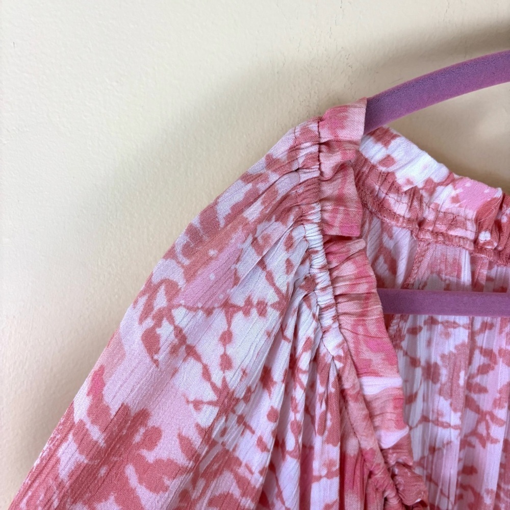 NWT FRYE AND CO. Pink and White Rayon Short Sleeve Ruffled Maxi Sundress (XXL) - Picture 8 of 15